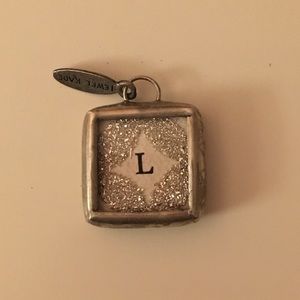 Small Jewel Kade reversible “L” charm & blue bird